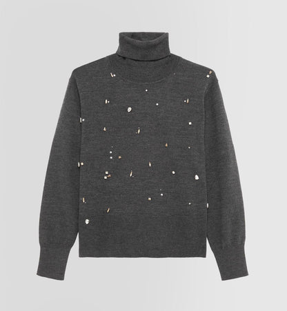 Pull alpha con borchie e strass