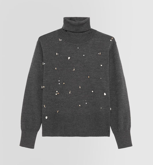 Pull alpha con borchie e strass